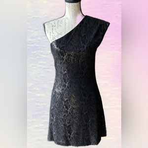 HALSTON One Shoulder Sequin/Velvet Cocktail Dress, Stretch Fabric, Zip NWT (2)